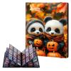 ETLKJVBL 9 Pocket Trading Card Binder, Card Collection Book for MTG TCG Baseball & Sports, Pandas with Spooky Season Pumpkins Top Loader Holder Album for Collector view 1