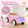 Costzon Toddler Ride On Toy, Classic Foot to Floor Sliding Car w/Steering Wheel, Horn, Headlights & Under Seat Storage, Kids Push Ride-Ons, Retro Baby Ride On Toys for Boys Girls 19-36 Months (Pink) view 2