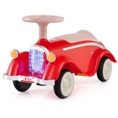 Costzon Toddler Ride On Toy, Classic Foot to Floor Sliding Car w/Steering Wheel, Horn, Headlights & Under Seat Storage, Kids Push Ride-Ons, Retro Baby Ride On Toys for Boys Girls 19-36 Months (Red)