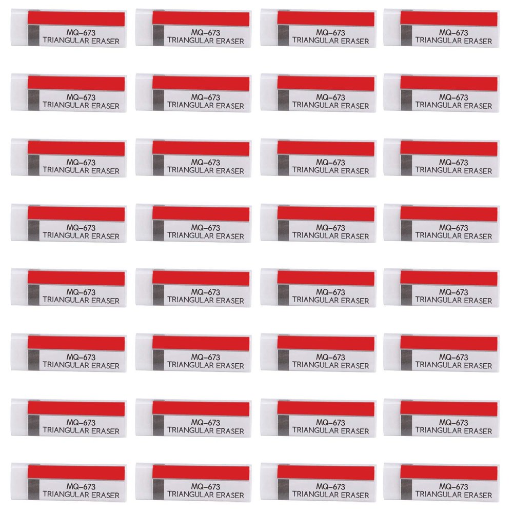32Pcs Eraser Triangular 4B Student Cartoon Office Exam Sketch Writing Eraser White Small Convenient Easy Carry Strong Erasing Ability Soft Flexible Texture Non Safe for Students