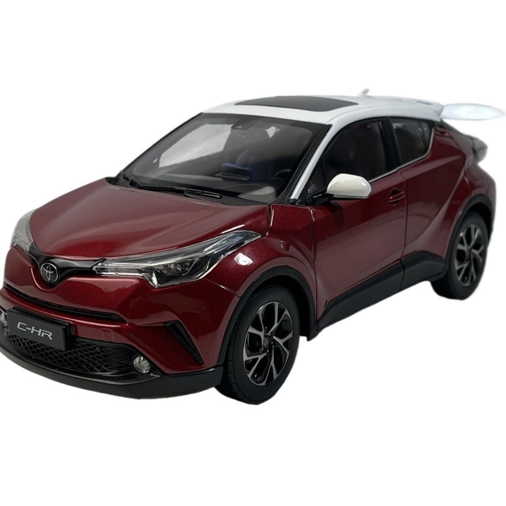 1:18 for C-HR Toyota Red with White Top Alloy Car Model Miniature Vehicle Desktop Display