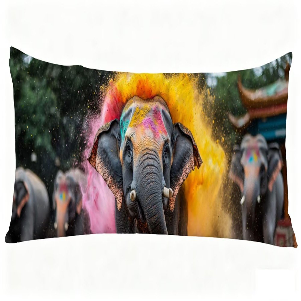 Long Body Pillow for Adults 16x47 Inch, Animal Bed Pillows Elephant Double Sided Print Linen Throw Pillows Covers, for Side Sleeping Pregnant Pillow with Zipper for Home Bed Living Room Decor J0-99