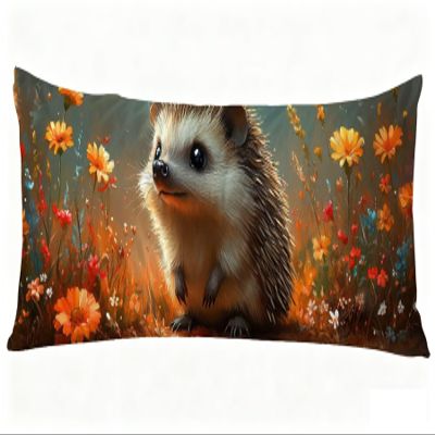 Long Body Pillow for Adults 20x59 Inch, Flower Bed Pillows Hedgehog Double Sided Print Linen Throw Pillows Covers, for Side Sleeping Pregnant Pillow with Zipper for Home Bed Living Room Decor J0-149