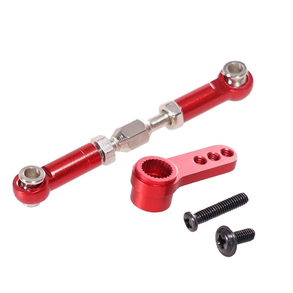Compatible with RC Car Models H16 B16BM H16PL 16207 16208 16209 16210 Metal 25T Servo Arm Servo Horn Steering Servo Link Rod 1 16 Scale Aftermarket Replacement(Red)