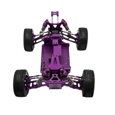 1/14 RC Car Metal Frame Chassis Compatible with 144010 144001 02 Models Includes Front Bumper Shock Absorbers Shock Tower Tail Wing Wheel and Servo Arm(Purple)