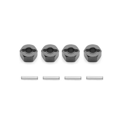 4PCS Aluminum Wheel Hex Hub Adapter 12mm Thick 7mm Stand Compatible with 1/10 RC 4x4 Models H16 16207 Upgrade Parts(Gris fonc)