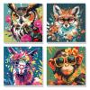 4 Pack Paint by Numbers Kit for Kids Beginner with Wooden Frame, Fantasy Owl, Fox, Llama, Monkey, Paint by Numbers Kit for Adults, Animal with Flowers, DIY Painting Kits for Home Wall Decor 8x8 inch view 1