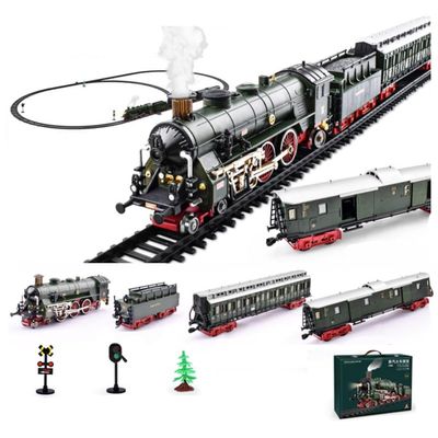 Christmas Train Set, Locomotive Train with Carriage and Long Track, Multiple Functions Electric Alloy Steam Train, 2025 Gifts for Adult