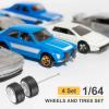 MECCANIXITY 4 Set 1/64 Wheels and Tires Set, Real Riders Rims Includes Axles for RC Diecast Car DIY Model, 10-Spoke White Rims view 3