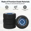 1/16 RC Car Tires and Wheels, daitoku 12mm Hex RC Truck Tires for 1/14 1/16 ARRMA Mojave GROM 223S 4x4 RTR MJX 14211 JJRC Q130c HBX 3100 - (Blue) view 4