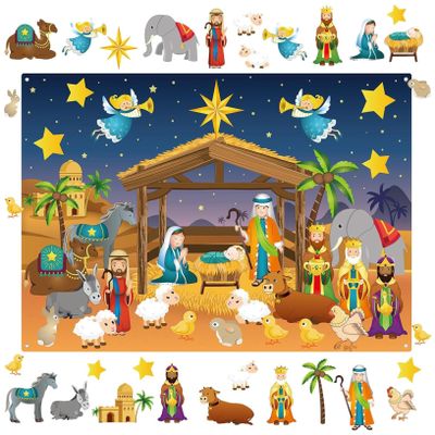 Ngbbby Felt Story Board, Christmas Nnativity Scene Felt Board for Kids, Busy Story Set, Interactive Play Kit for Toddlers