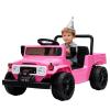 12V Licensed Toyota Ride on Truck, Electric Car Toy w/Parent Remote Control, Truck Bed Storage, Bluetooth Speaker, LED Lights, 3.73 MPH Max Speed, Safety Belt, Suspension, Pink view 1