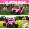 12V Licensed Toyota Ride on Truck, Electric Car Toy w/Parent Remote Control, Truck Bed Storage, Bluetooth Speaker, LED Lights, 3.73 MPH Max Speed, Safety Belt, Suspension, Pink view 3