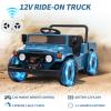 12V Licensed Toyota Ride on Truck, Electric Car Toy w/Parent Remote Control, Truck Bed Storage, Bluetooth Speaker, LED Lights, 3.73 MPH Max Speed, Safety Belt, Suspension, Blue view 2