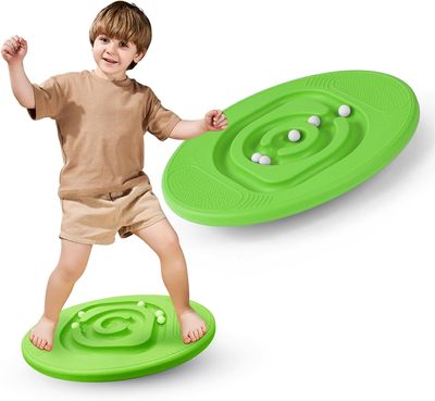 Kids Maze Balance Board - Wobble Trainer for Ski Surf Snowboard, Non-Slip Sensory Rocker Ages 3-12, Core Therapy & Skate Prep