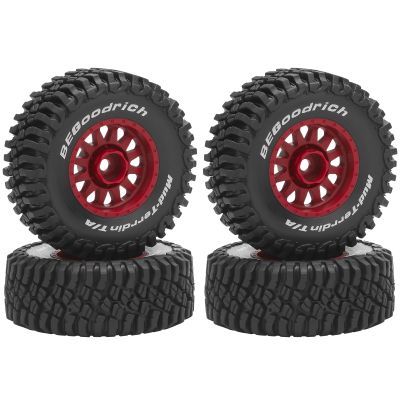 1/16 RC Car Tires and Wheels, daitoku 12mm Hex RC Truck Tires for 1/14 1/16 ARRMA Mojave GROM 223S 4x4 RTR MJX 14211 JJRC Q130c HBX 3100 - (Red)