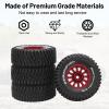 1/16 RC Car Tires and Wheels, daitoku 12mm Hex RC Truck Tires for 1/14 1/16 ARRMA Mojave GROM 223S 4x4 RTR MJX 14211 JJRC Q130c HBX 3100 - (Red) view 4