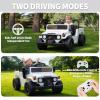 12V Licensed Toyota Ride on Truck, Electric Car Toy w/Parent Remote Control, Truck Bed Storage, Bluetooth Speaker, LED Lights, 3.73 MPH Max Speed, Safety Belt, Suspension, White view 3