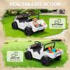 12V Licensed Toyota Ride on Truck, Electric Car Toy w/Parent Remote Control, Truck Bed Storage, Bluetooth Speaker, LED Lights, 3.73 MPH Max Speed, Safety Belt, Suspension, White view 4