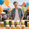 12 Pcs Beer Cupcake Toppers Gold Glitter Beer Mug Bottle Cupcake Picks for Birthday Cheers Men's and Women's Gathering Party Decorations Supplies view 2
