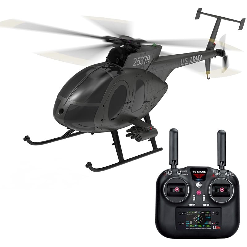 1/16 F119S MD500 Little Bird RC Helicopter for Adults, 2.4GHz 9CH Flybarless Military Remote Control Helicopter Model, 6G/3D GPS Smart RC Airplane with Optical Flow Positioning & Dual Brushless Motors