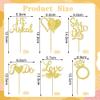 12 Pcs Bridal Shower Cupcake Toppers Gold Glitter Heart Diamond Ring Cupcake Picks for Bridal Shower Wedding Engagement Party Cupcake Decoration Supplies view 4
