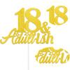 18th Birthday Cake Topper Gold Glitter Happy 18th Birthday Decorations 18 & Adultish Cake Topper Funny Gifts for 18 Years Old Girls Boys view 3