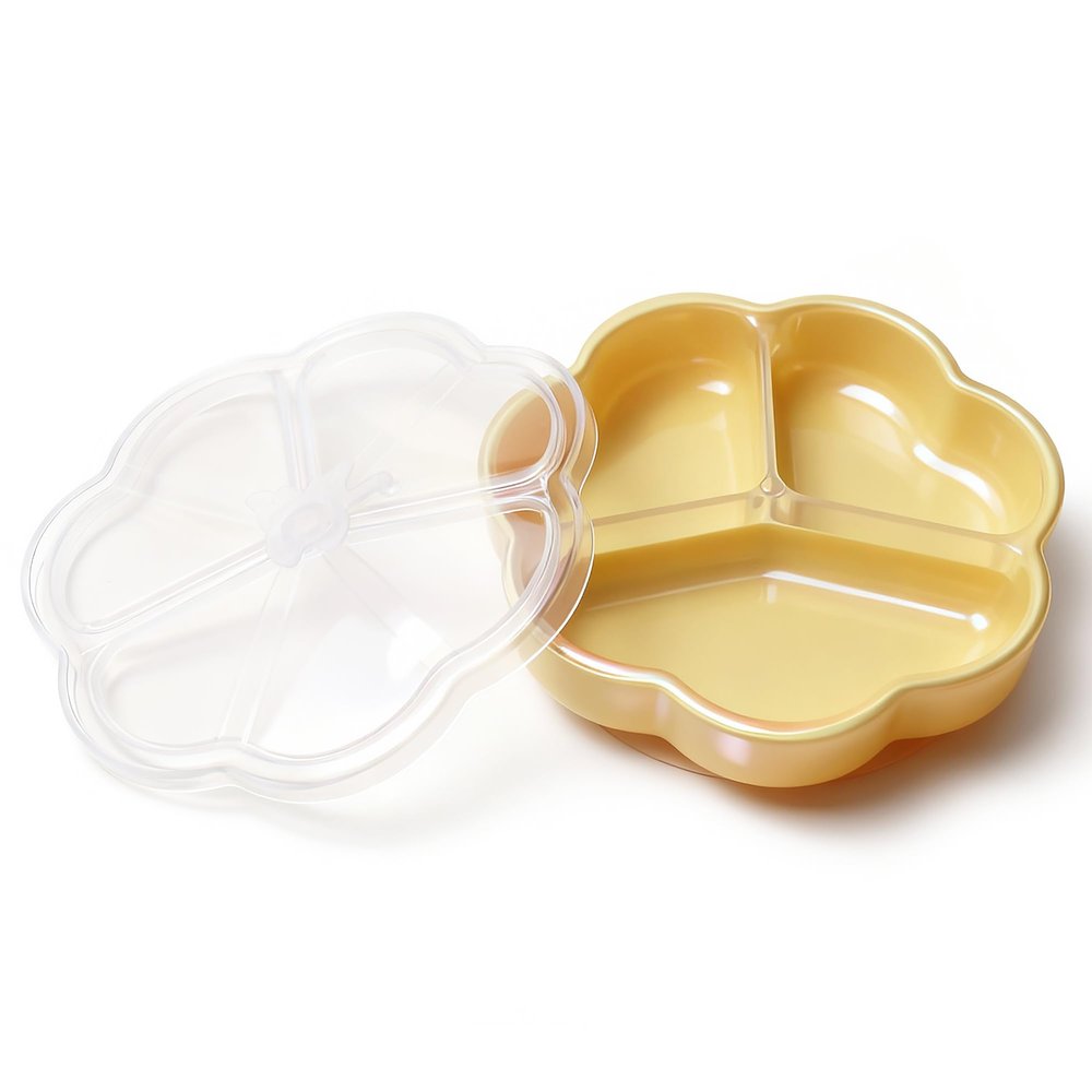 SILICONTY Liquid Silicone Baby Feeding Set Suction Plates for Toddlers BPA Free Eating Essentials for 36+ Months (2,Soft Apricot Yellow)