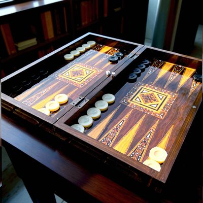 19.7" Deluxe Backgammon Board Handmade from Wood | Vintage Inlaid 3-in-1 Game Set | Gift for Father & Husband