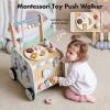 Frogprin Wooden Baby Walker, Multifunctional Ice Cream Cart, Push Walker with Wheels, Montessori Walker Toy with Activity Center, Pretend Playset Ideal for Toddlers, Boys and Girls Ages 12M+ view 4