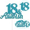 18th Birthday Cake Topper Blue Glitter Happy 18th Birthday Decorations 18 & Adultish Cake Topper Funny Gifts for 18 Years Old Girls Boys view 3