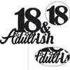 18th Birthday Cake Topper Black Glitter Happy 18th Birthday Decorations 18 & Adultish Cake Topper Funny Gifts for 18 Years Old Girls Boys view 3