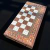 19.7" Handmade Wooden Backgammon Board | Antique Inlaid Design | 3-in-1 Backgammon, Chess & Checkers | Luxury Gift for Father or Husband view 3