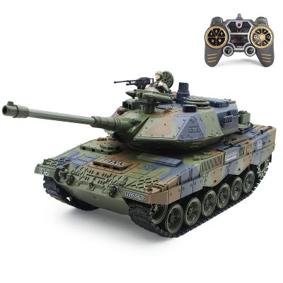 Fistone 1:18 RC Leopard Tank Toy for Kids, Sound Light & Smoke Effects, Remote Control Military Vehicle for Boys