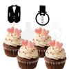 12 Pcs Bridal Shower Cupcake Toppers Glitter Wedding Dress Suit Ring Cupcake Picks for Bridal Shower Wedding Engagement Party Cupcake Decoration Supplies view 1