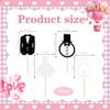 12 Pcs Bridal Shower Cupcake Toppers Glitter Wedding Dress Suit Ring Cupcake Picks for Bridal Shower Wedding Engagement Party Cupcake Decoration Supplies view 4