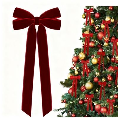 10 PCS Velvet Christmas Bows with Alligator Clips, Large Holiday Gift Ribbon Bows for Tree Topper, Wreath, Hair, Garland & DIY Decor (8.6 Inch)