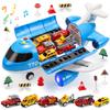 CUTE STONE Toy Airplane with Lights & Sounds, Friction Powered Plane Toy with Mini Cars for Kids, Great Gift for Boys and Girls view 1