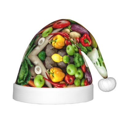 DRTGEDS Fresh Fruits And Vegetables Christmas Hat For Kids, Multi-Use Santa Hat For Parties And Festive Events