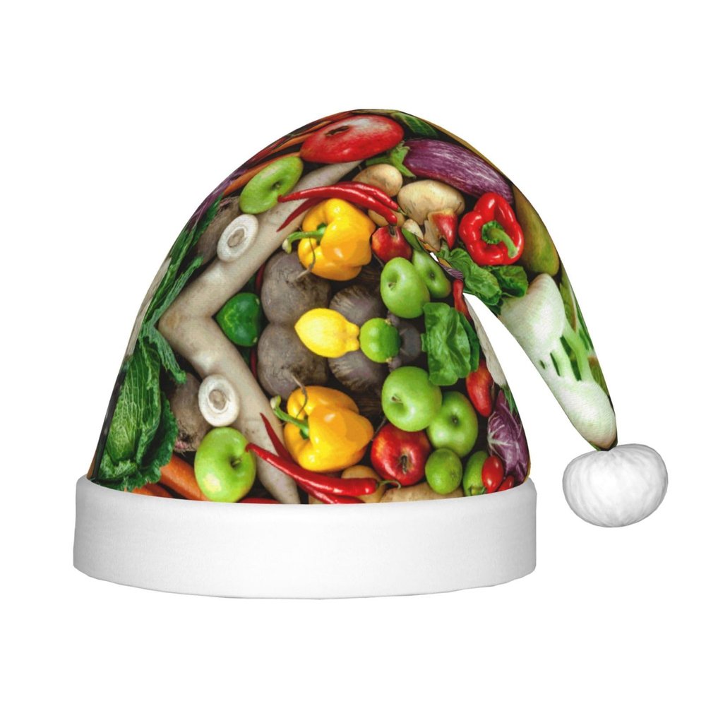 DRTGEDS Fresh Fruits And Vegetables Christmas Hat For Kids, Multi-Use Santa Hat For Parties And Festive Events