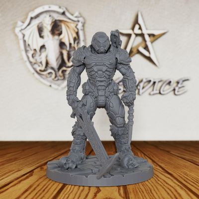 AUSPDICE 32mm Scale Sci-Fi Unpainted Miniatures Tactical Power Armor Soldier Heroic Human Miniatures for Tabletop RPG Gaming Combat Figure RPG Accessory Doom Eternal (AS324)