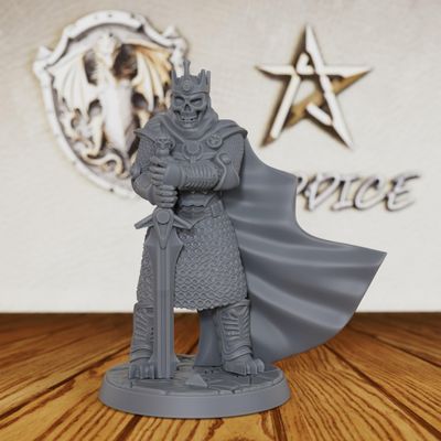 Fantasy Unpainted Tabletop Miniatures for TTRPG - 32mm Scale DND Minis Figurine for Dungeon Masters, Skeletal Warrior Miniature Game RPG Accessory - 5.4cm Undead Lord (AS307)