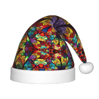DRTGEDS Flower Stained Glass Christmas Hat For Kids, Multi-Use Santa Hat For Parties And Festive Events