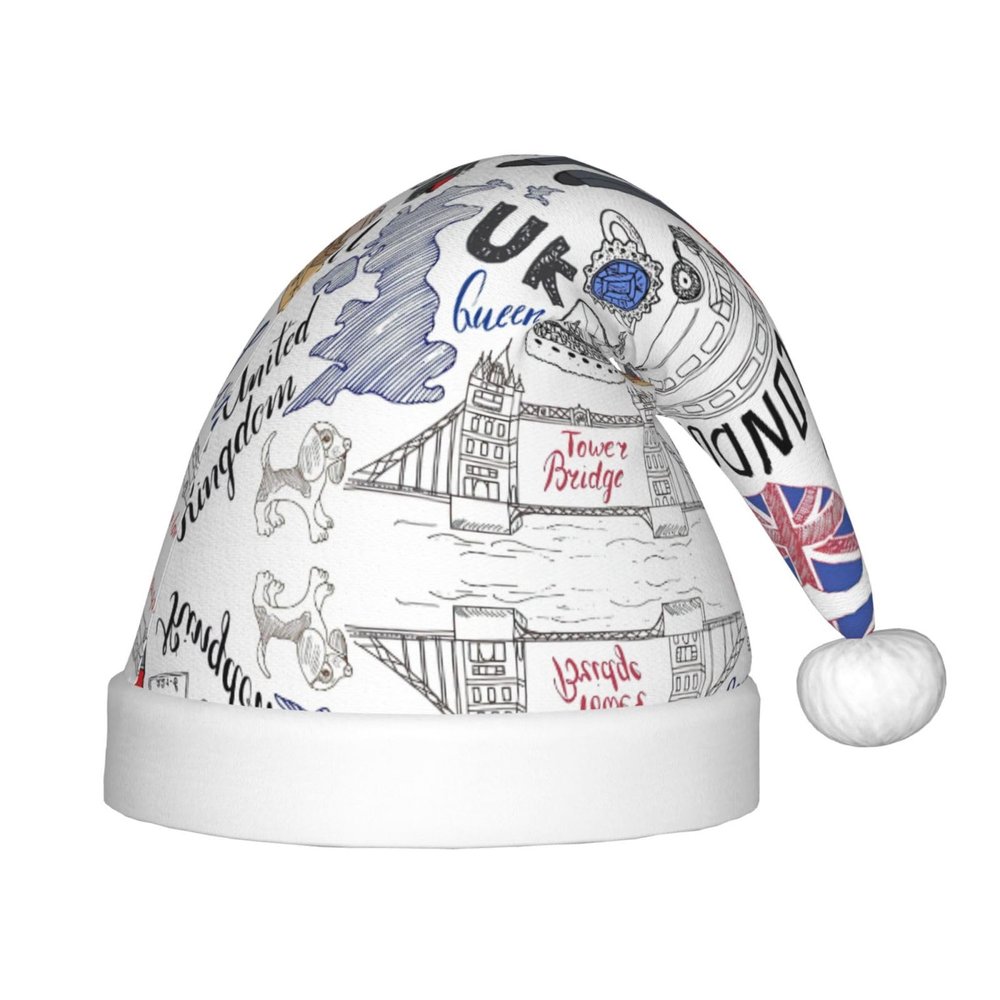 DRTGEDS I Love London Christmas Hat For Kids, Multi-Use Santa Hat For Parties And Festive Events