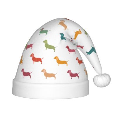 DRTGEDS Cute Dachshound Dogs Christmas Hat For Kids, Multi-Use Santa Hat For Parties And Festive Events