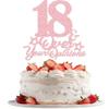 18th Birthday Cake Topper Rose Gold Glitter Happy 18th Birthday Party Decorations 18 Years Old Cake Decorations 18 & Over Your Opinions Cake Topper Funny Gifts for Girls view 1