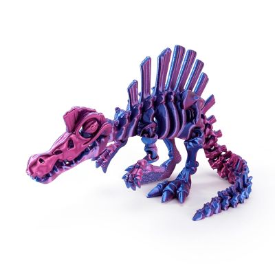 3D Toys 3-d Printed Spinosaurus Skeleton for Home Office Decompression Decor Executive Desk Toys-Laser Purple||19cm/7in