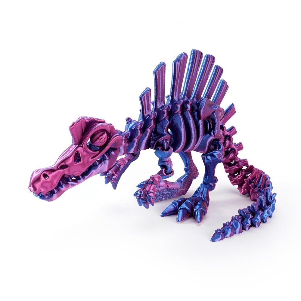 3D Toys 3-d Printed Spinosaurus Skeleton for Home Office Decompression Decor Executive Desk Toys-Laser Purple||19cm/7in