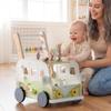 ROBOTIME Wooden Baby Walker, Baby Push Walker, Ajustable Speed Multi-Functional Baby Walker with Wheels for Babies Learning to Walk, Sit-to-Stand (Green) view 2