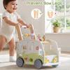 ROBOTIME Wooden Baby Walker, Baby Push Walker, Ajustable Speed Multi-Functional Baby Walker with Wheels for Babies Learning to Walk, Sit-to-Stand (Green) view 3